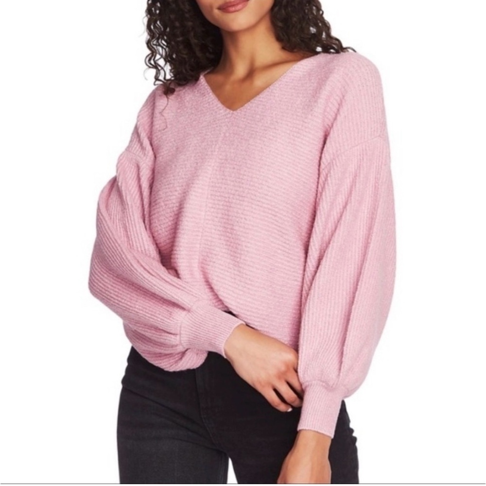 1. State‎ NWT Blouson V Neck Puff Sleeve Sweater